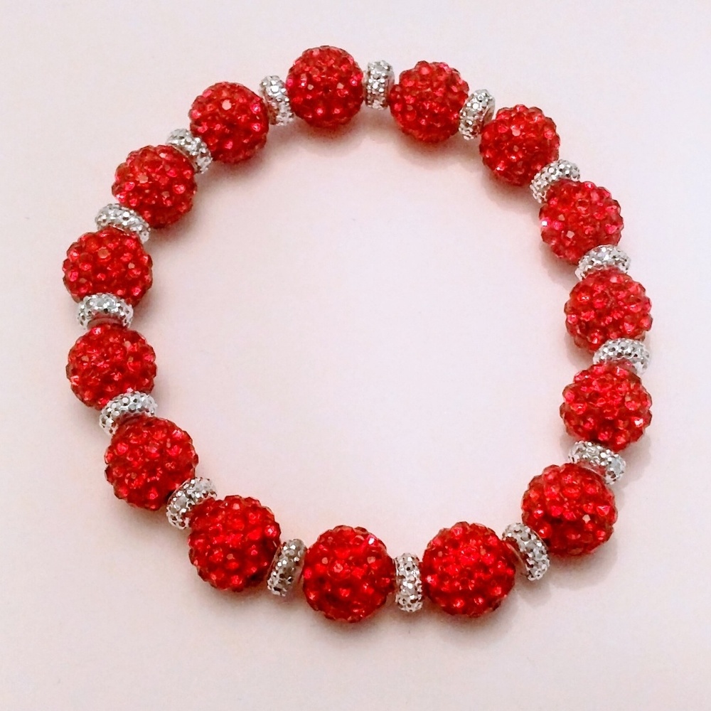 Gleaming Stretch Red Bracelet